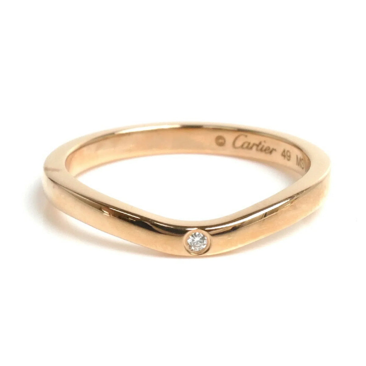 3PD dimension 49 K18PG B4098649 9 Pre-Owned Ballerina Women's 2.4g Wedding Diamond Gold CARTIER (Good) Pink Curve Ring