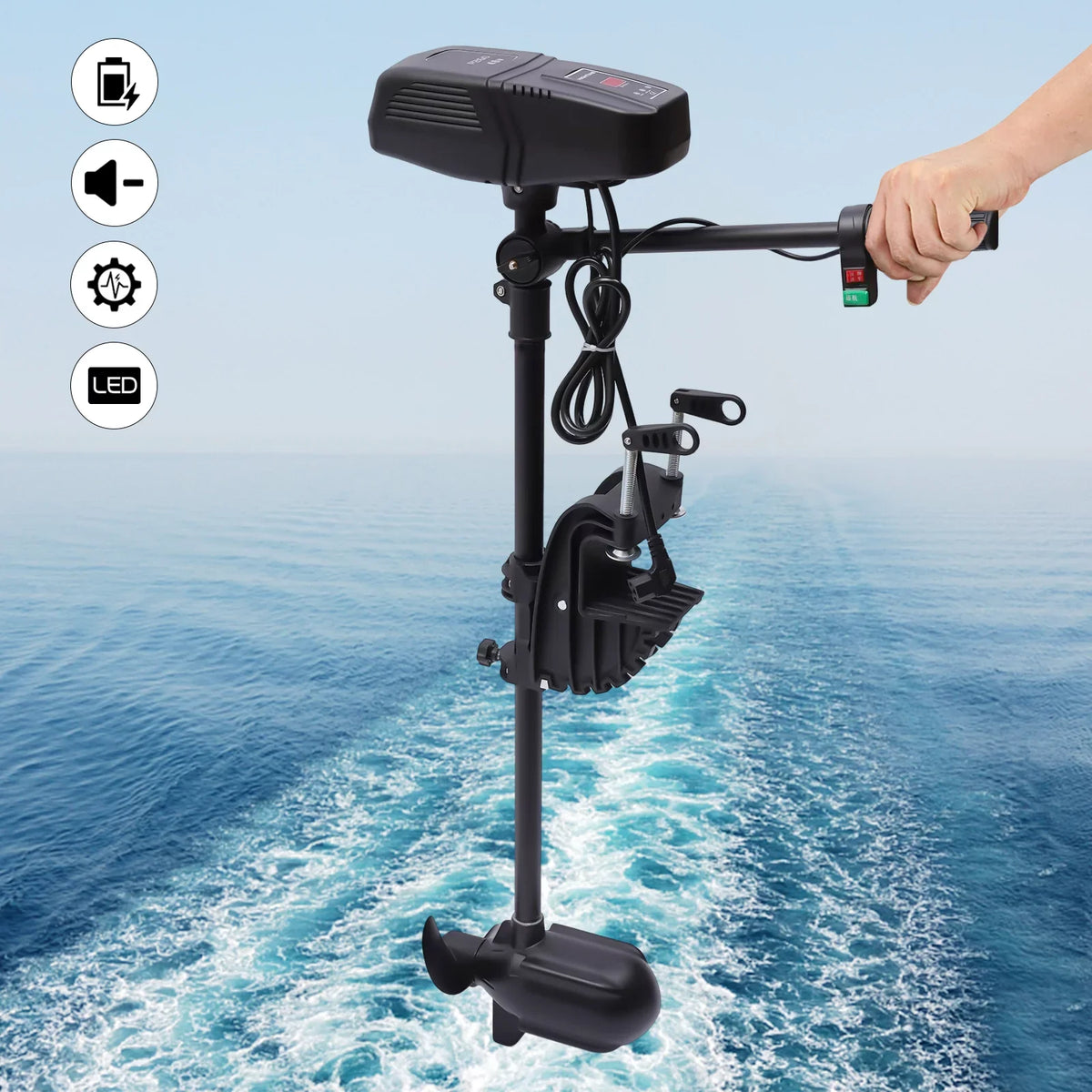 Rotatable Brushless Outboard 360° Display Motor Motor Electric 2300RPM Aiqidi 1400W Boat Motor Trolling 48V LED Fishing Engine