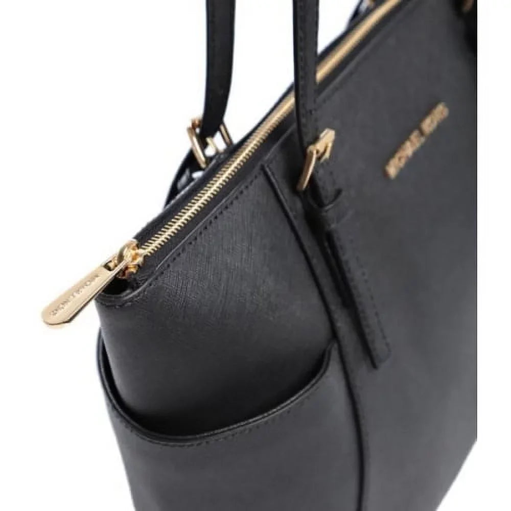 '- Zip Med. Top MICHAEL Kors Saffiano - Michael Jet Set Tote Travel Black 30F2GTTT8L-001