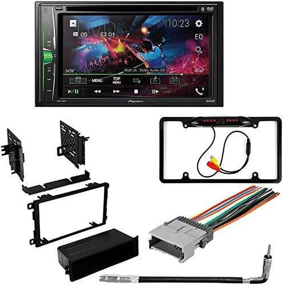for with Touchscreen Double Camera/Installation AM/FM Media Kit/in-Dash Receiver Bundle Bluetooth/Backup 6.2" DIN Car Venture W/ KIT4861 AVH-241EX DVD/CD Stereo Van Pioneer Digital Chevy 2000-2005