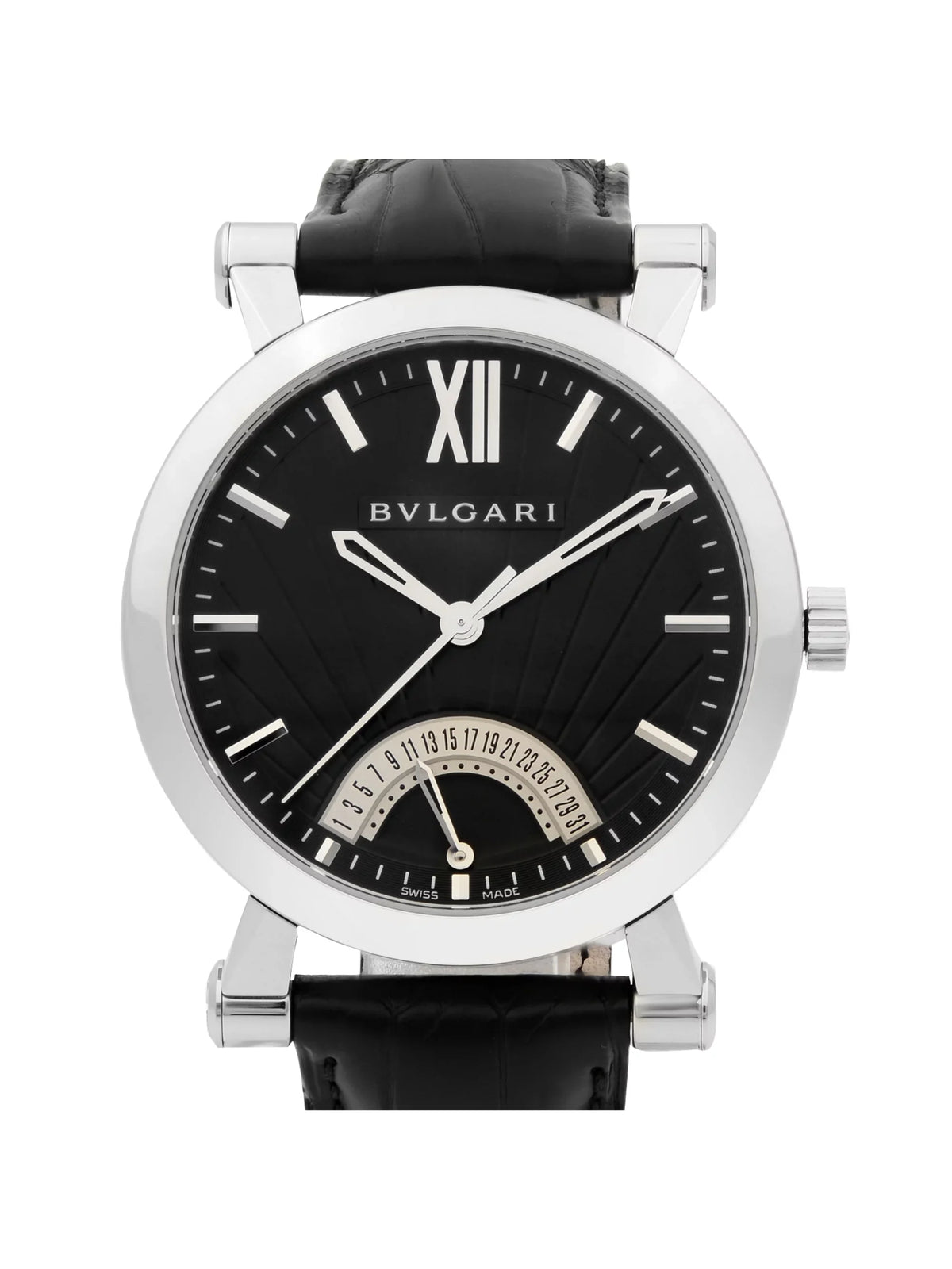 Mens Watch Dial SB42SDR Automatic Black Retrograde Steel Bvlgari Sotirio