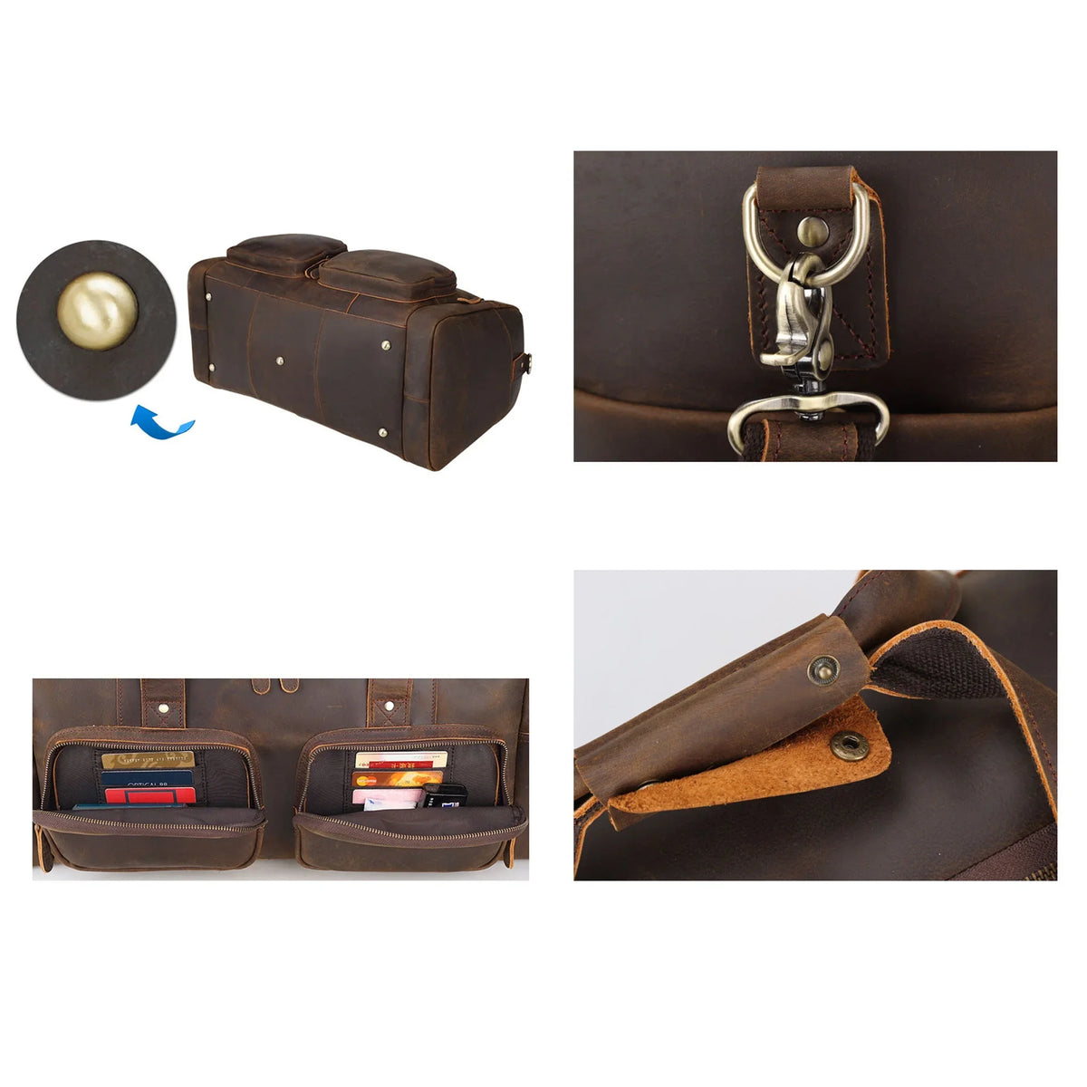 Duffle Grain Bag, Leather Bag Full Travel Shoulder Bag,