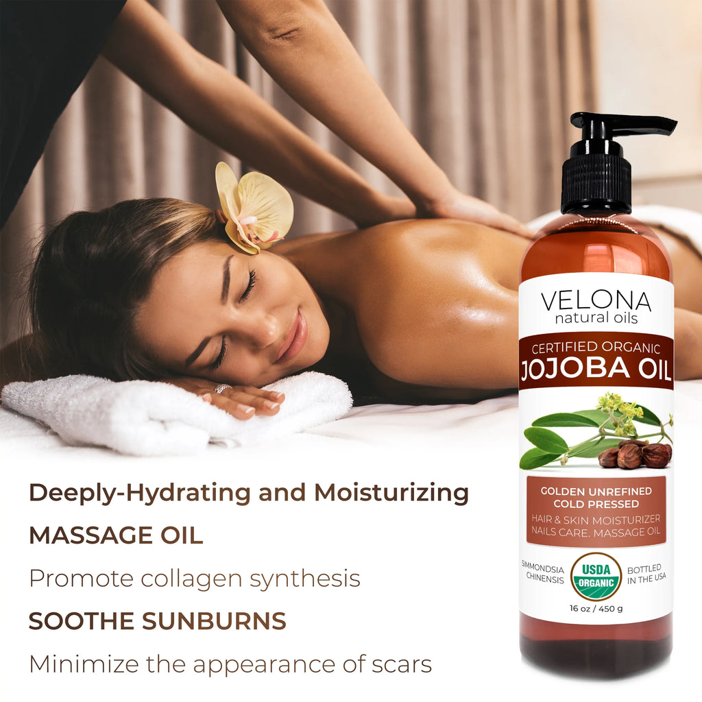 Care, Pure Golden, Skin and Jojoba Body, - | Moisturizing Marks, Oil| Hair, Cuticles 100% Hexane Unrefined, 112 Face, Oil Cold | oz Pressed, Stretch Free Natural Velona Carrier