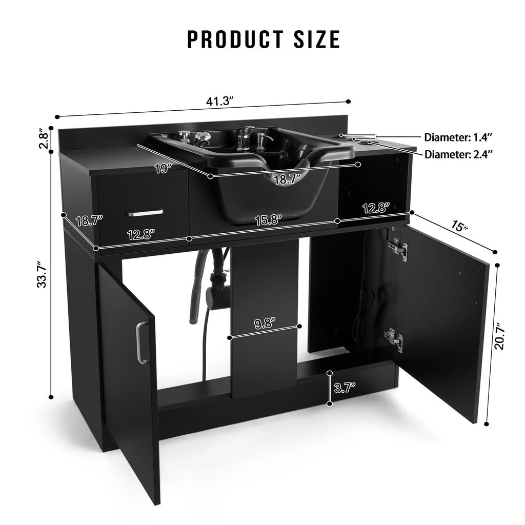 Dryer Sink USB,Hair hand with Hair Holes,P Station Salon Trap,Drawer(Black) Backwash Beauty Shampoo Artist