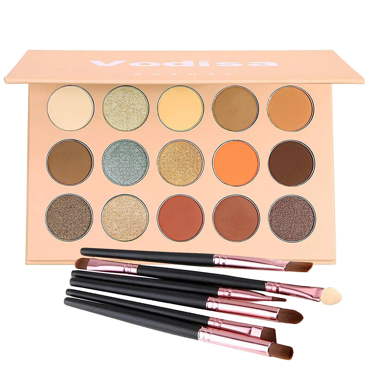 Nudes Vodisa Shadow Set Colorful Eyeshadow Natural Long Palette with Pallet Eyeshadow Waterproof Brushes Up Professional Make Shimmer Colors Makeup Eye ( Matte Warm Lasting Pigmented 15 High