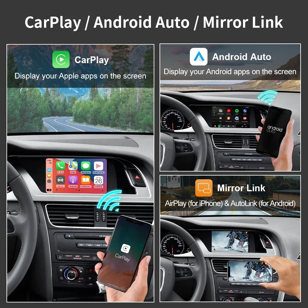 Control,Camera Carplay System,Carplay A5 Q5 RS4 S5 Kit,Mirrorlink,Siri,Navigation,YouTube,Original A4 Auto 3GMMI Ninetom S4 Retrofit for Audi 2008-2015 RS5 Support Android Wireless