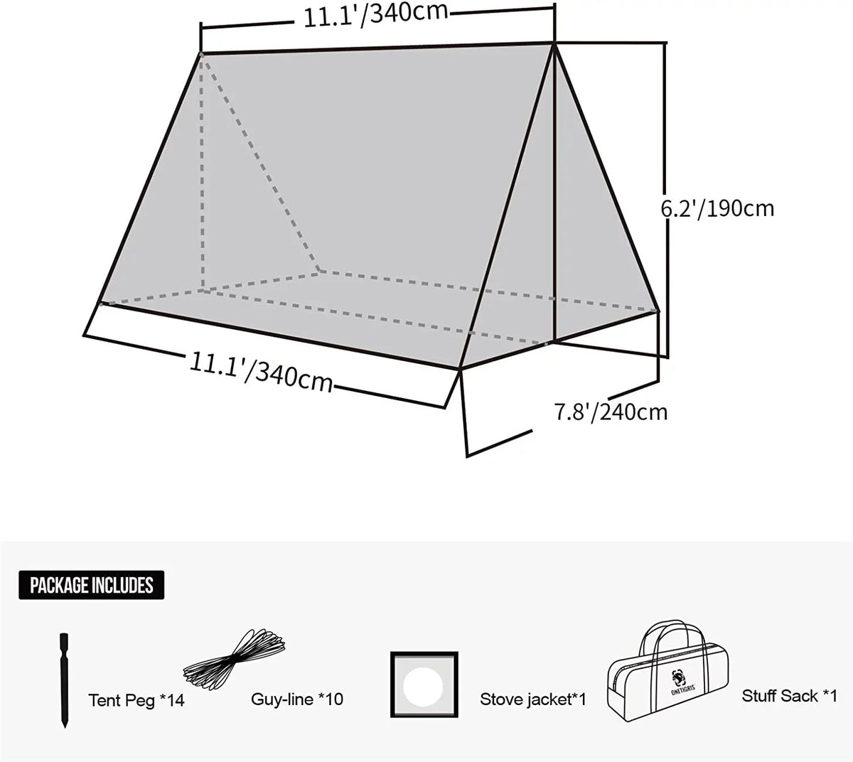 ROCDOMUS Stove for Hammock YUNWEN PU3000mm Tarp Camping Hot Lightweight with Tent Tent Waterproof Stove Tent Versatile Season Jack, with Zippered 4 Bag,