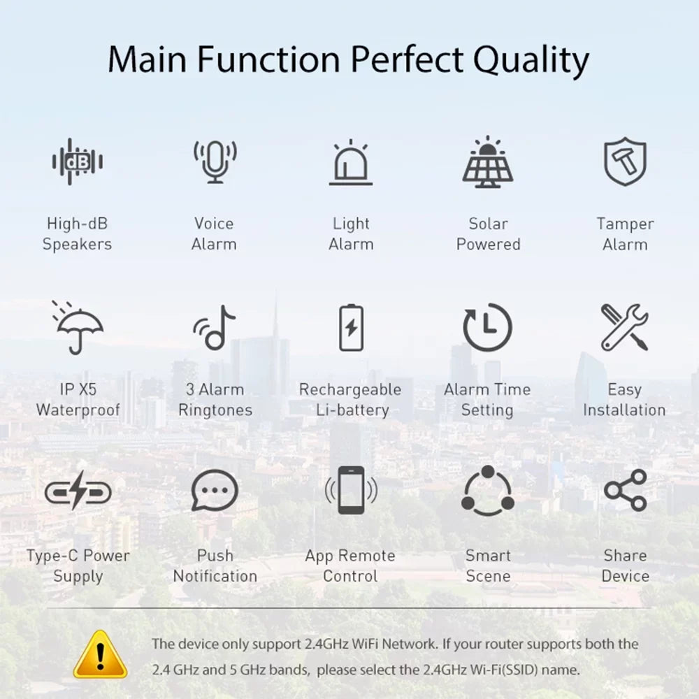 Ipx5 GoolRC Alarm Alarm Powered DeviceAlarm Sound Bt 5.0 Time apparatus,App Solar Waterproof Real Sound Smart Owsoo Apparatus WifiAlarm