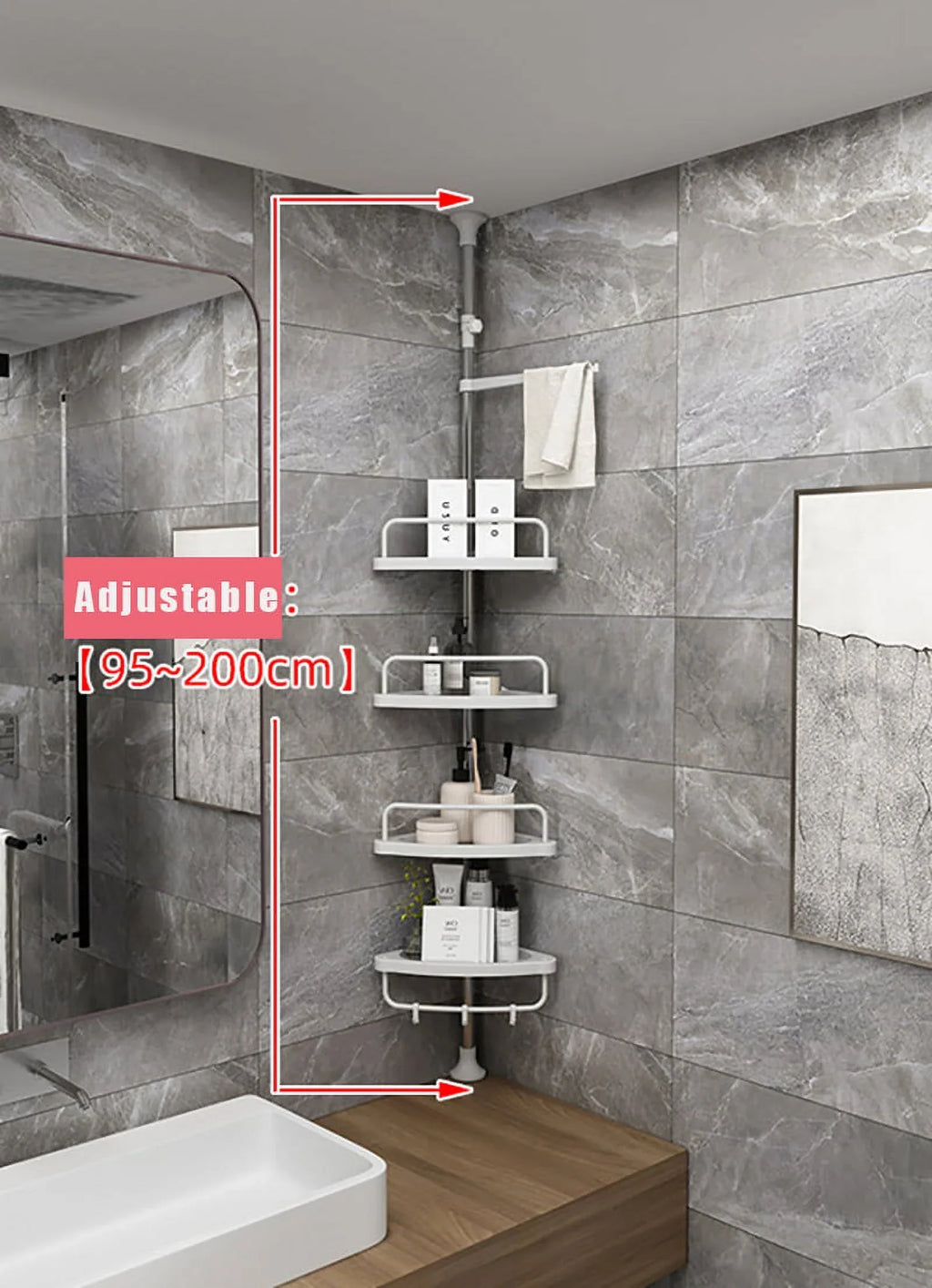 Corner Layer Shelf Vobor White Bathroom Organizer Shower White Shower Caddy Shelves, 4 with 4