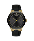 Men's Bold Movado Steel Watch Gold strap Ion-Plated Silicone Case, Swiss Fusion