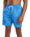 2XL Monogram Trunks Blue Tommy Mens Allover Hilfiger Print Swim