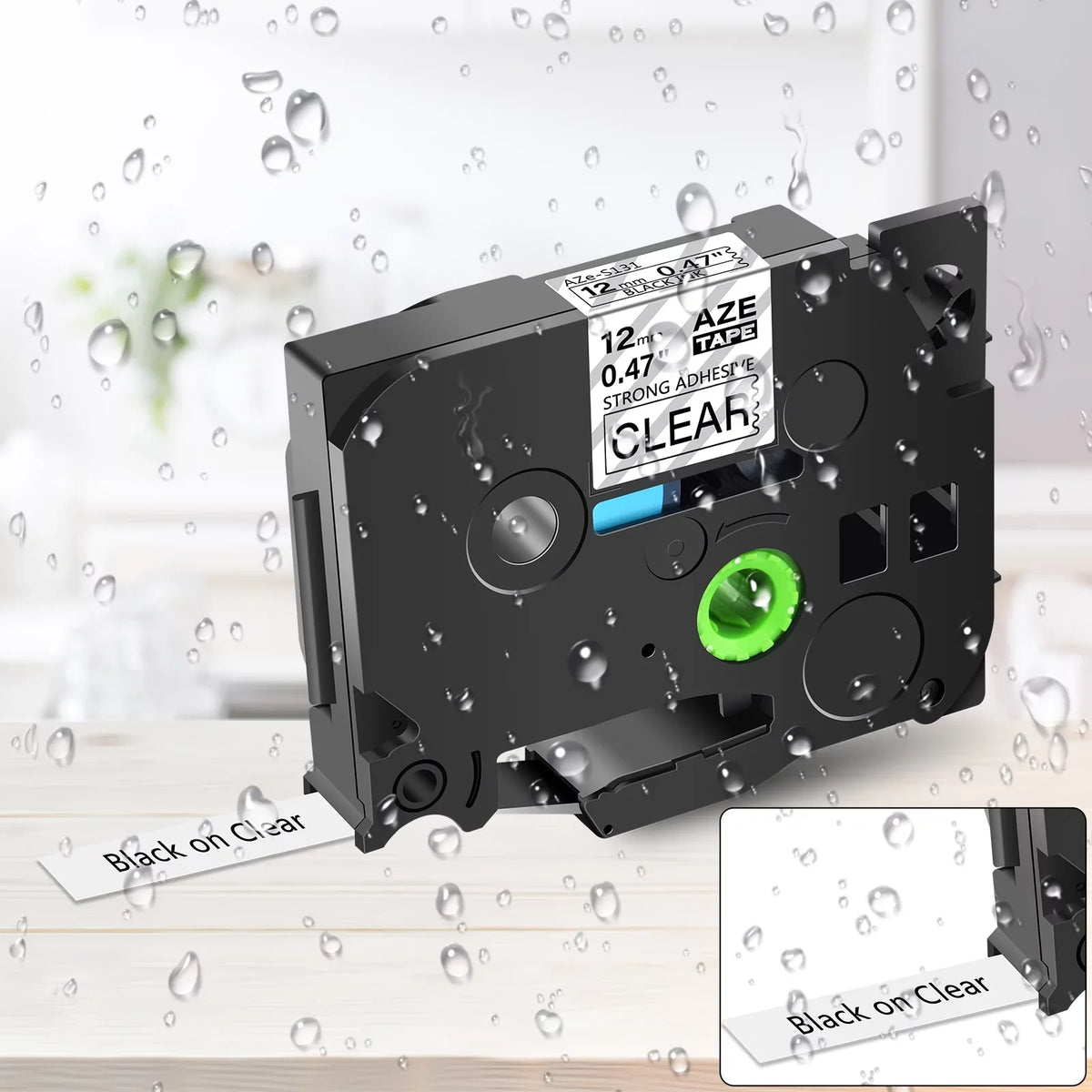 GREENCYCLE TZe 12mm Compatible TZe-131 Laminated 50PK Extra TZ on Label TZ-131 P-touch Tape Brother for Clear Strength TZe-S131 TZ-S131 Black