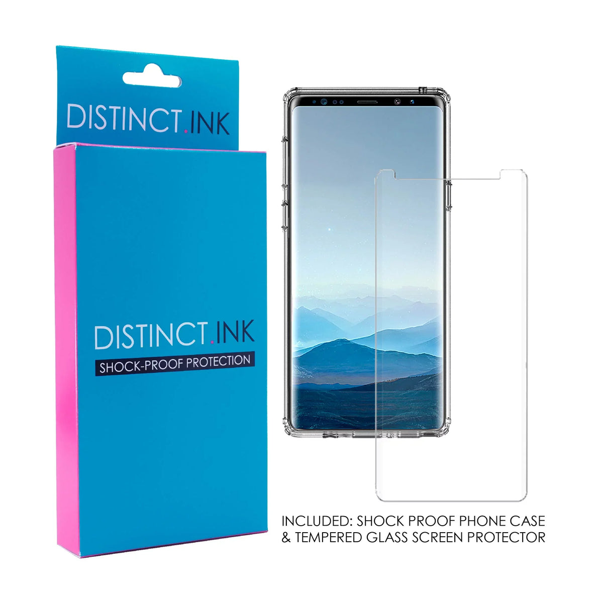 Tempered DistinctInk Ribbon Shockproof Glass Cancer Bumper Screen - Back - for Hybrid Acrylic Faith Galaxy TPU Note Case Over Protector Fear Clear 9 Pink -