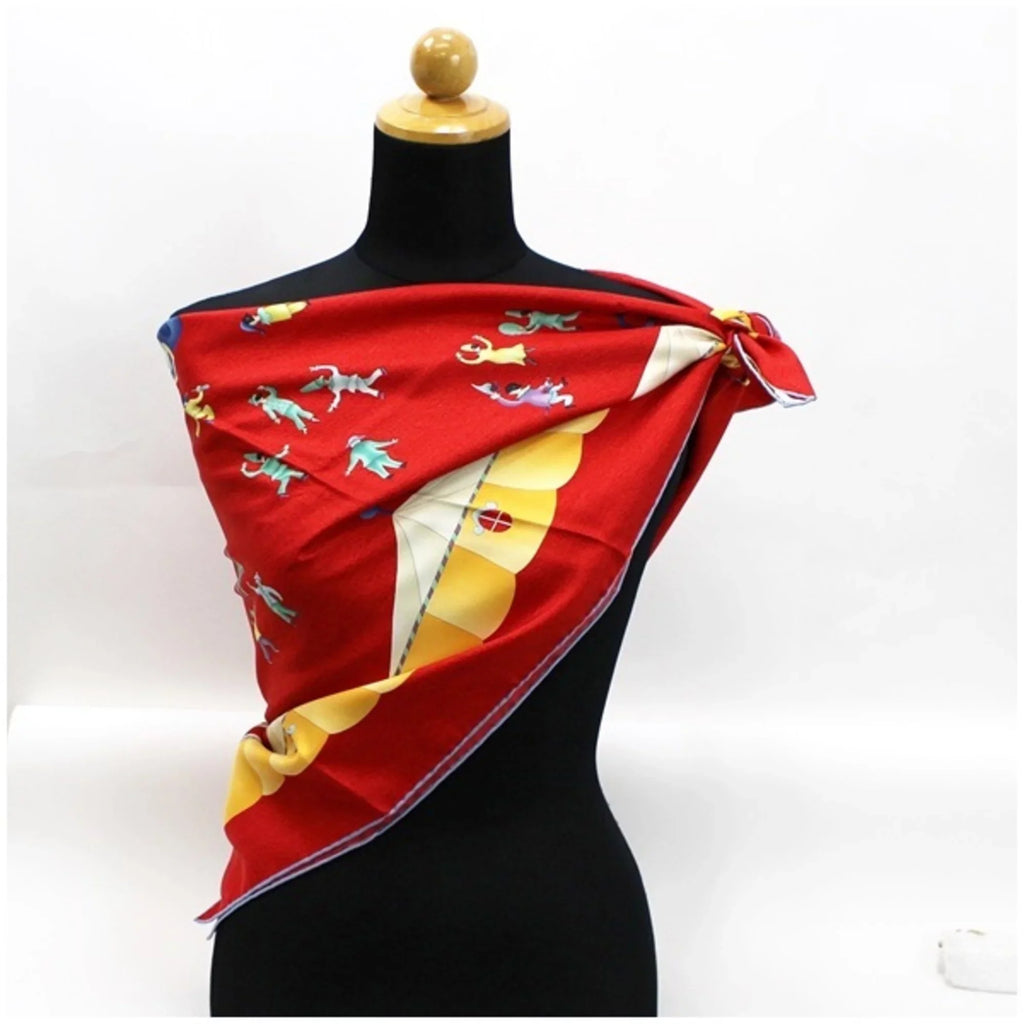 circus scarf (Like muffler Bvlgari red ladies pattern New) silk BVLGARI Pre-Owned