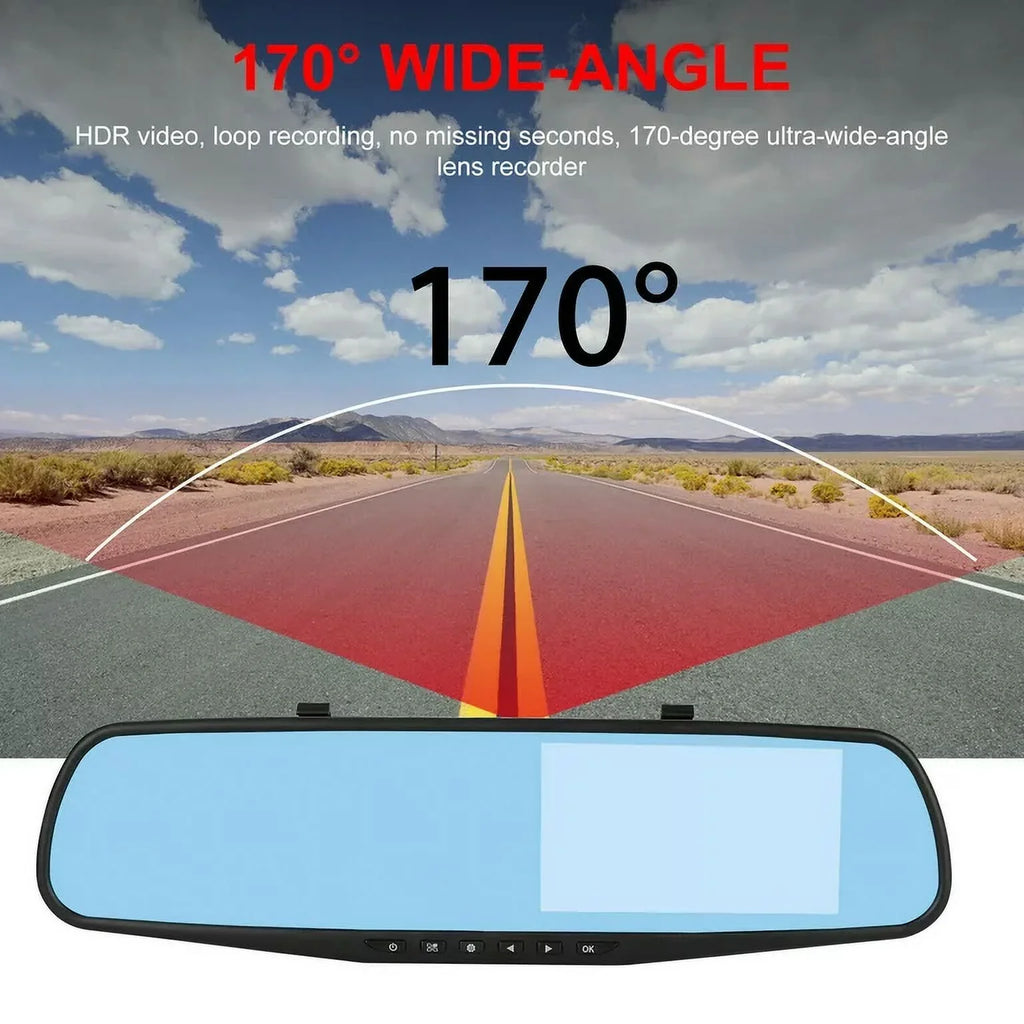 Rear Rearview Cam Car Car Lens Monitor, 4.3" Front Dash Motion Cars Parking Trucks, Night Camera G-sensor, 170°Wide Cam Monitor, Detection Dual Mirror Vision, 1080P Angle DVR for