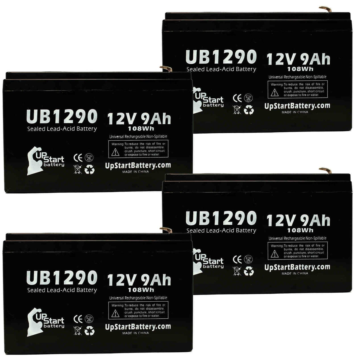 Battery Terminal Replacement 8 F1 - Pack Sealed Compatible MICROGAS 9000mAh, to Includes Battery Adapters - 9Ah, Terminal, - 4x Acid F2 (12V, F1 Kontron AGM, Universal Lead UB1290 SLA) 7640