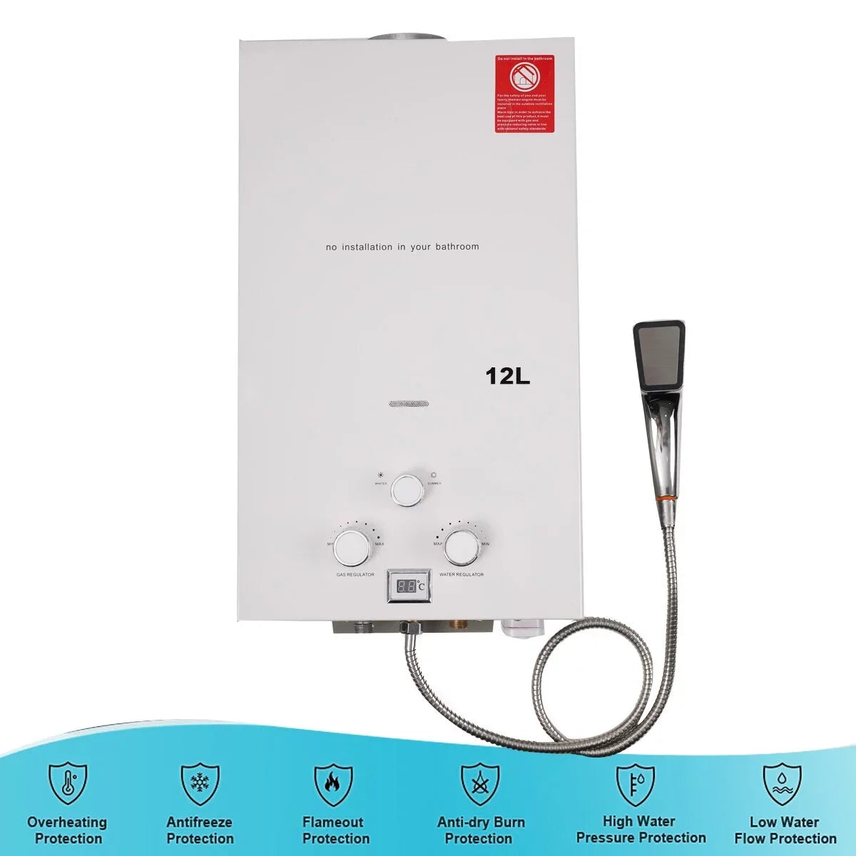Gas liquid Tankless Camping Boiler Portable Gas NICCOO LPG exterior 12L Heater Propane