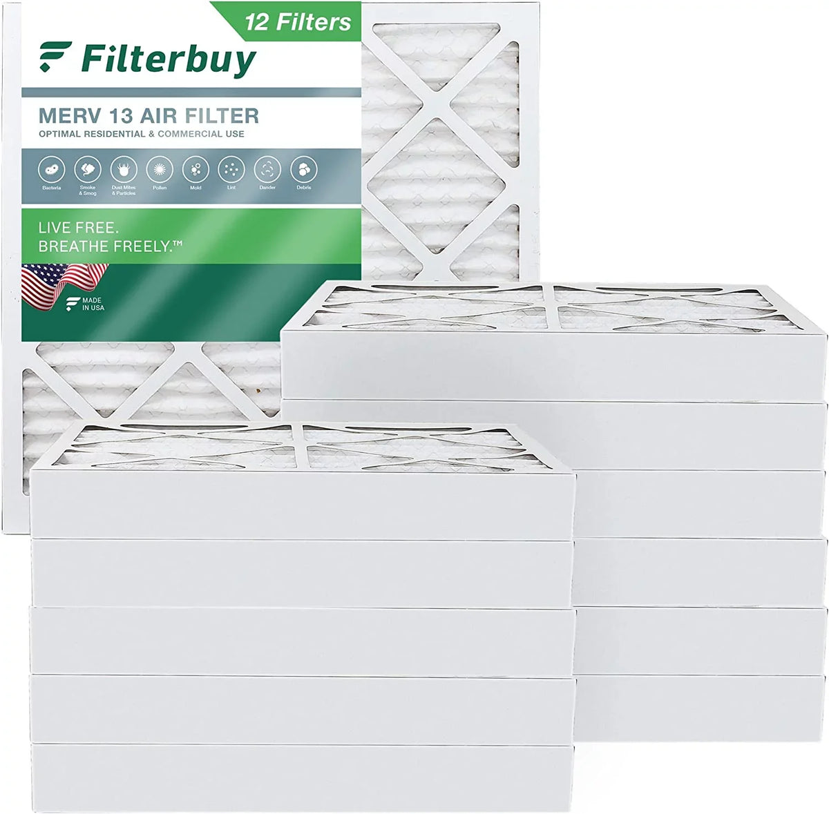 Pleated Filters Furnace Air 13 HVAC AC Filterbuy MERV (12-Pack) 12x12x4