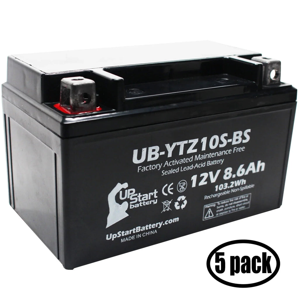 Free, 1000CC Yamaha YZF-R1 Motorcycle 8.6Ah, Battery Maintenance 2010 5-Pack - UB-YTZ10S-BS Activated, for Battery Replacement Factory UpStart 12V,