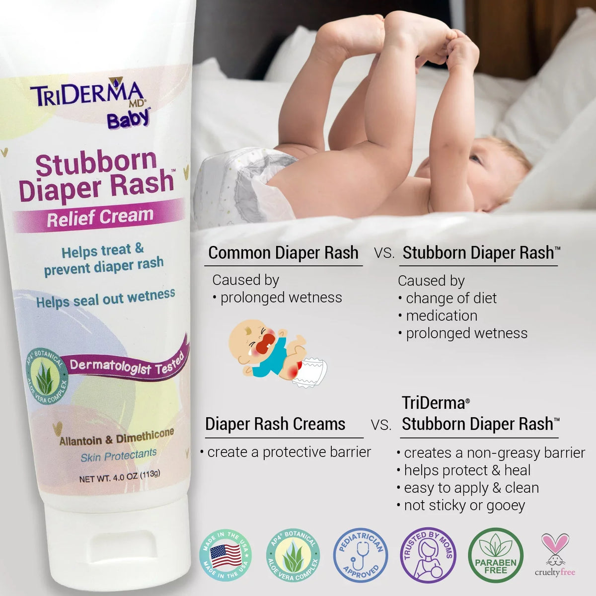 Diaper and Rash, Soothing Healing for oz Baby 4 4 Bundle Rash Diaper tube, MD Cream Pack Everyday Diaper TriDerma Cream, Stubborn Hard-to-Heal
