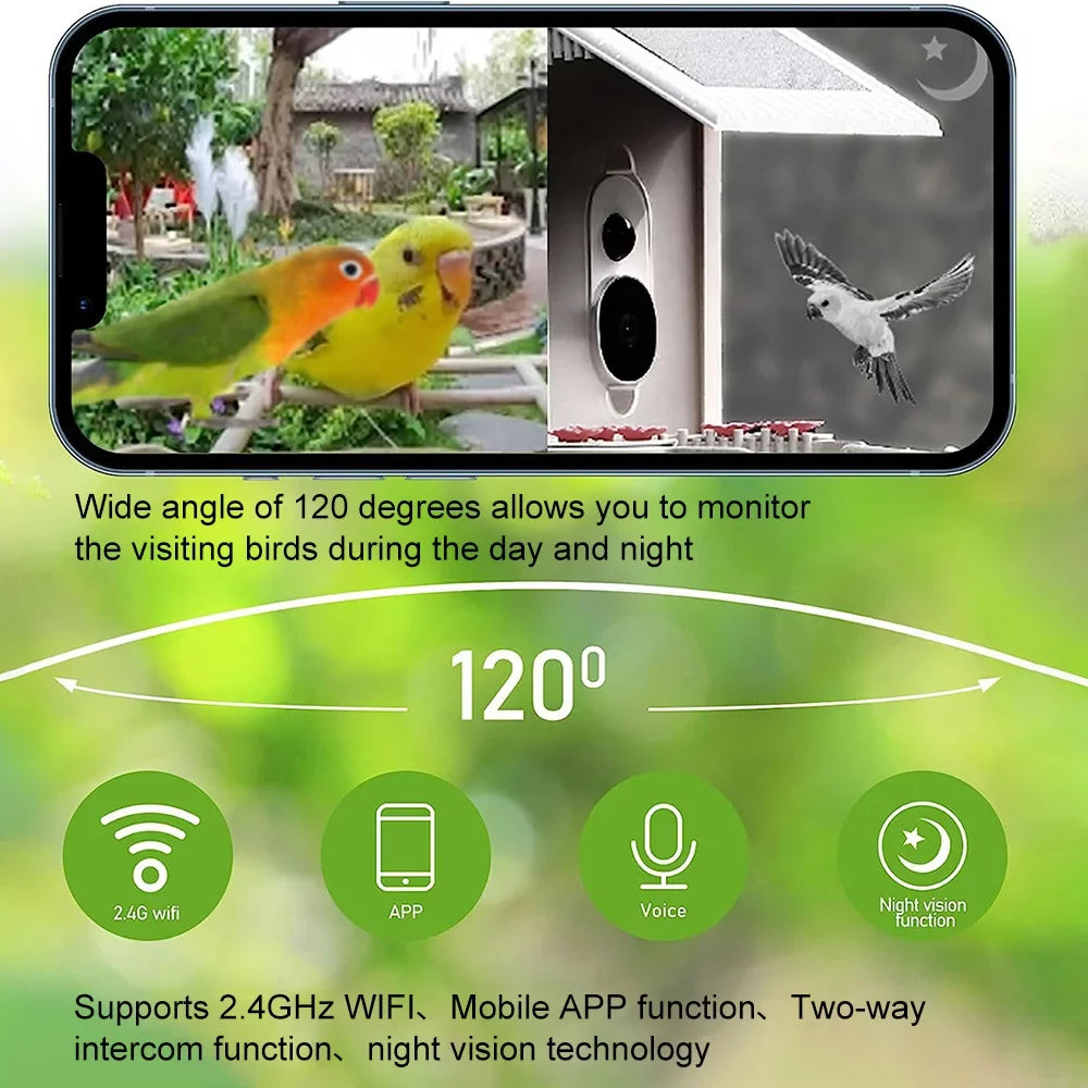 AI Cards TF Capture moobody 1080P Identify WIFI 128G Detection, Video, Bird for Motion Bird Smart Notification, Bird Real-time Waterproof Auto Species, IP65 Camera Watching Feeder Enthusiasts Bird