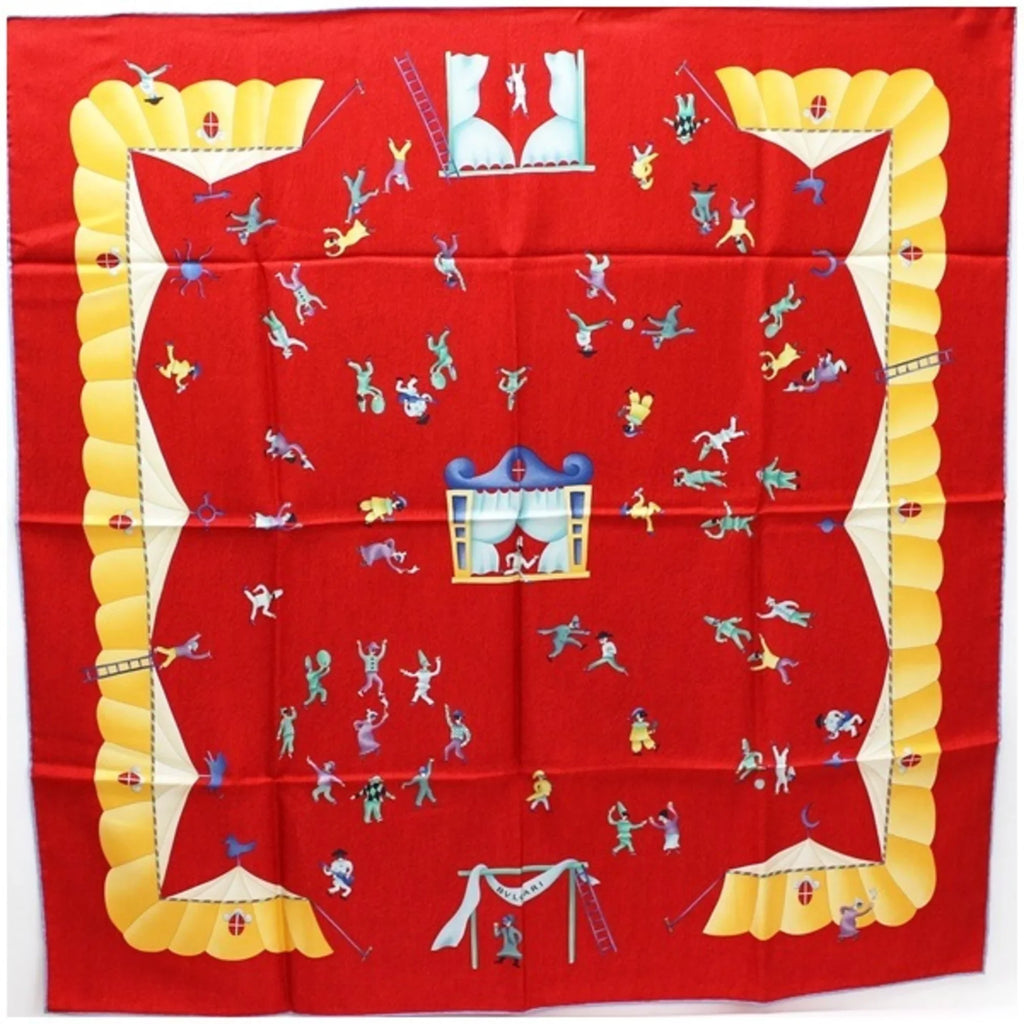 circus scarf (Like muffler Bvlgari red ladies pattern New) silk BVLGARI Pre-Owned