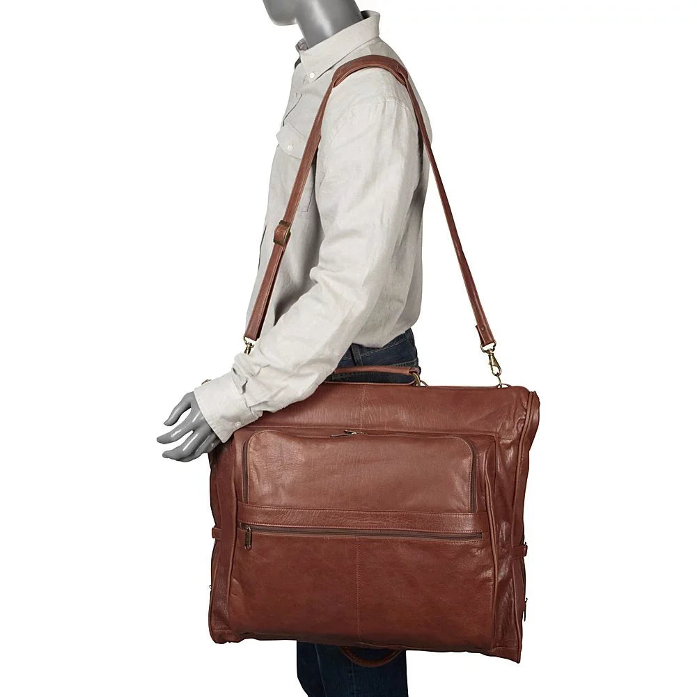 Brown Garment Leather Amerileather Three-suit Bag-Color:Dark