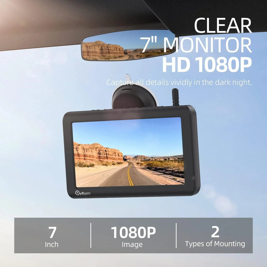 Truck IP69K with Install, Reverse for 3 Solar Battery, Backup RV IR DIY Camera HD 1080P Vision Mins Car Monitor A1TYZX7 Erapta Camera Waterproof Night 4800mAh Wireless
