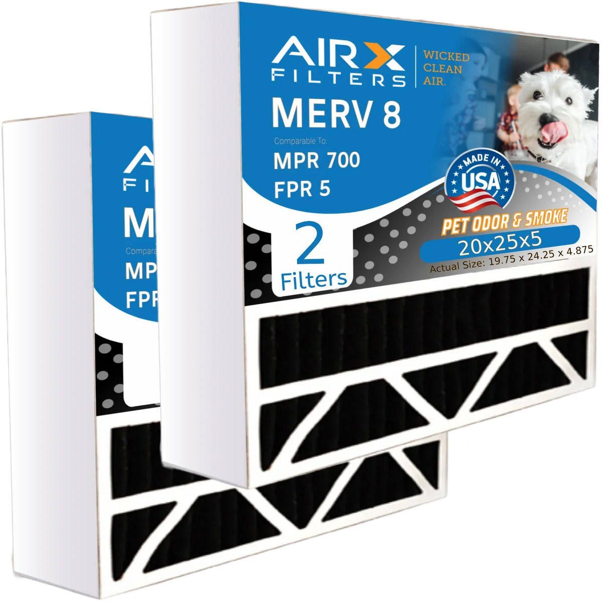 by Filter Eliminator Pack to WICKED 5 Air 2 Compatible with FPR Filter Comparable Carbon FILTERS MERV Bear Odor AIR. CLEAN AIRX MPR 255649-102 20x25x5 & Air 8 700