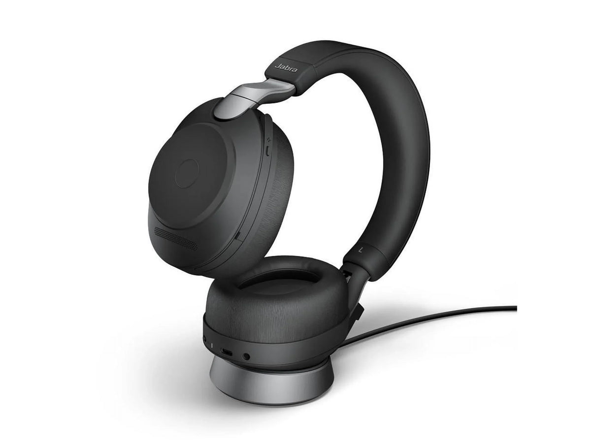 Black - Link380a, Stereo, Battery 37 Cancelling of Hours Headphones Jabra Evolve2 Noise Headset Life, Calls 85 Wireless UC for Music, Wireless Advanced Bluetooth and Headphones with