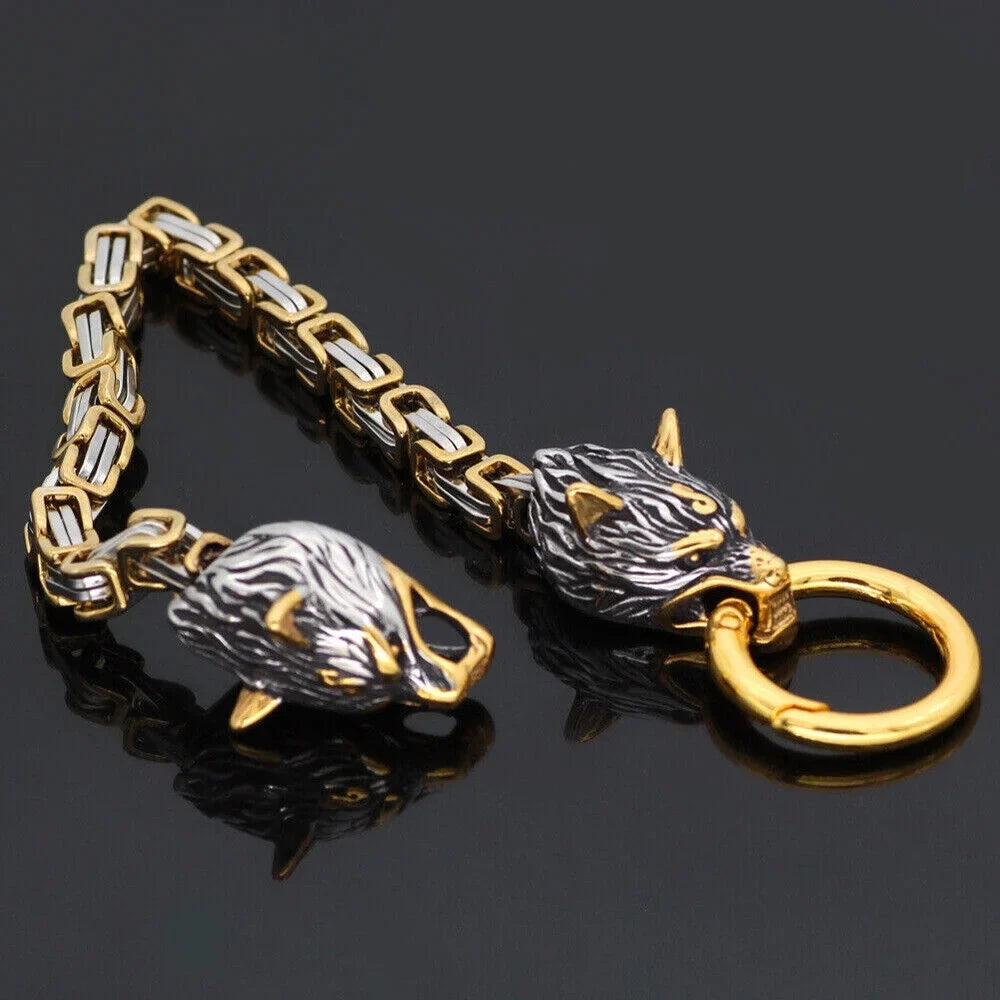 Men's Steel Wolf Celtic Jewelry Retro Stainless Handmade Nordic Bracelet Fashion