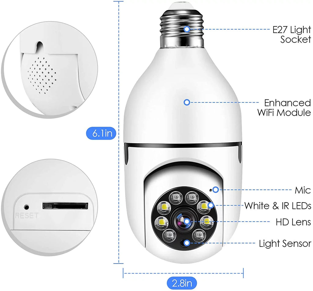 Remote Camera, Night PCS) 1080P Wi-Fi Degrees E27 Surveillance exterior Light 360 View Camera, Full-Color Security Bulb Camera, Vision(2 Phone and Camera Mobile