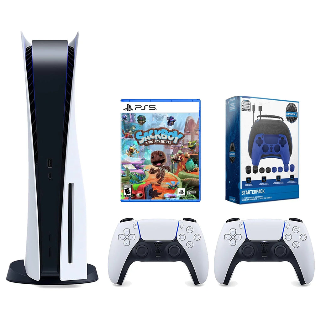Adventure Pro Controller, Pack A Surge Kit with Sackboy: 11-Piece Bundle Disc White Version Accessory 5 Big Console Extra Gamer Playstation Starter and