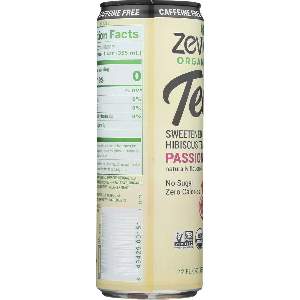 per -- 12 Caffeine Free Case. Passionfruit Tea, Organic Fluid 12 Zevia Ounce Sweetened Hibiscus