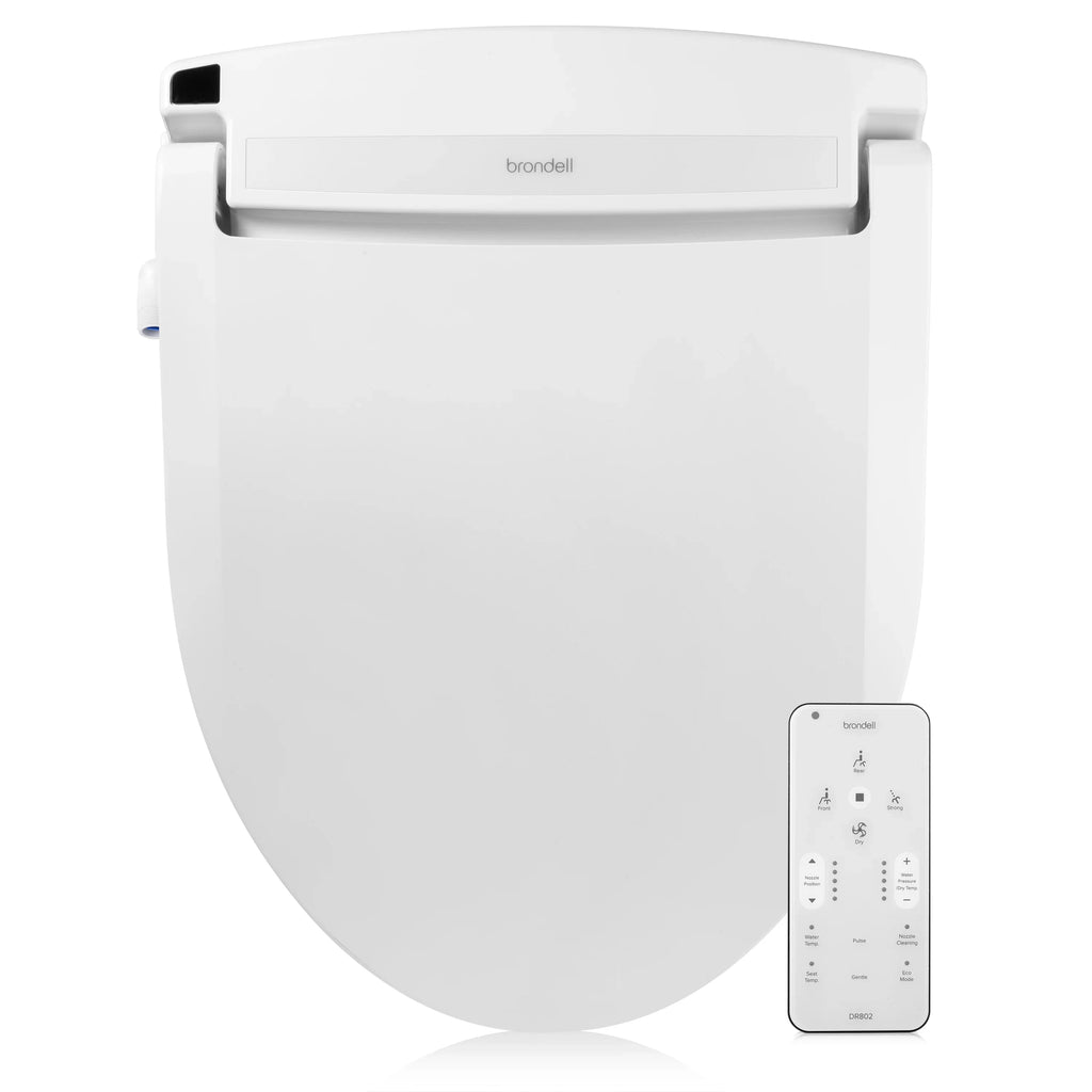 Bidet with Advanced White Swash Brondell Remote Control, Toilet Round Seat DR802