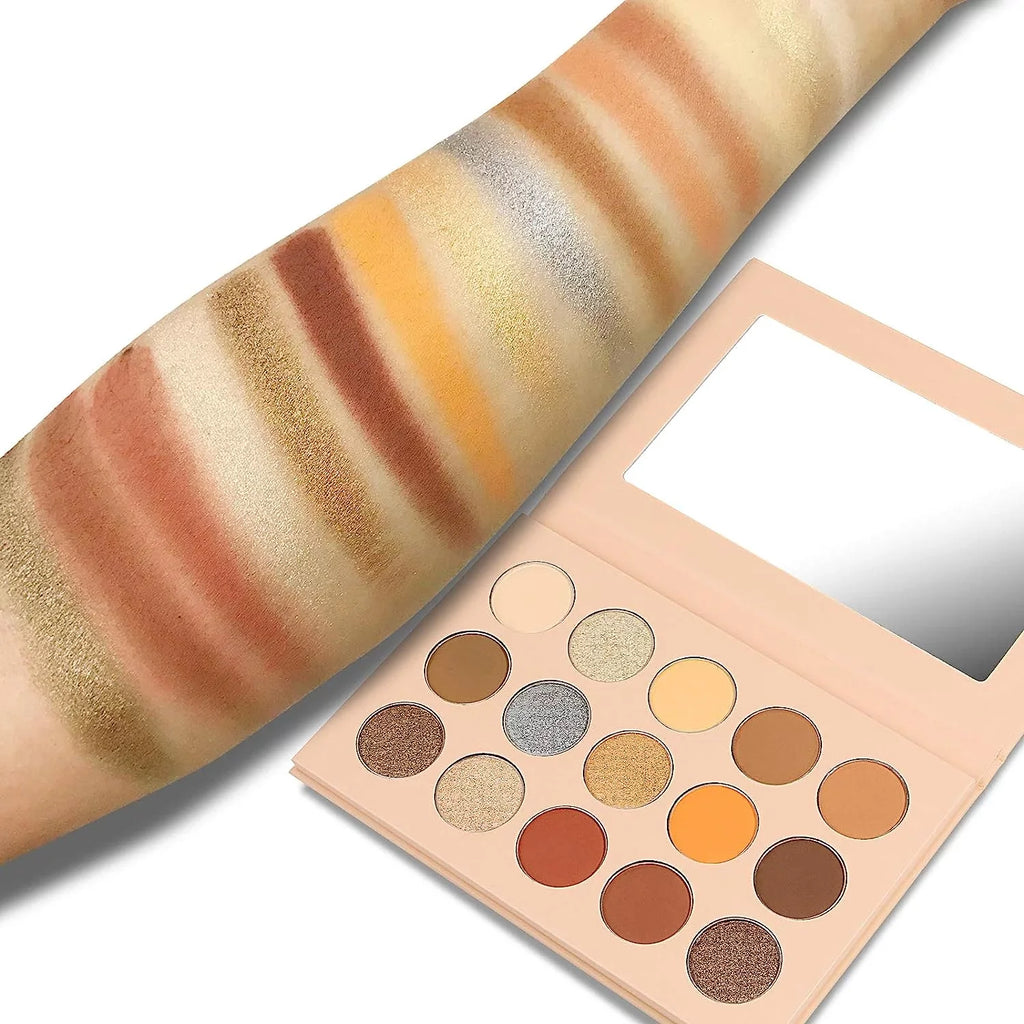 Nudes Vodisa Shadow Set Colorful Eyeshadow Natural Long Palette with Pallet Eyeshadow Waterproof Brushes Up Professional Make Shimmer Colors Makeup Eye ( Matte Warm Lasting Pigmented 15 High