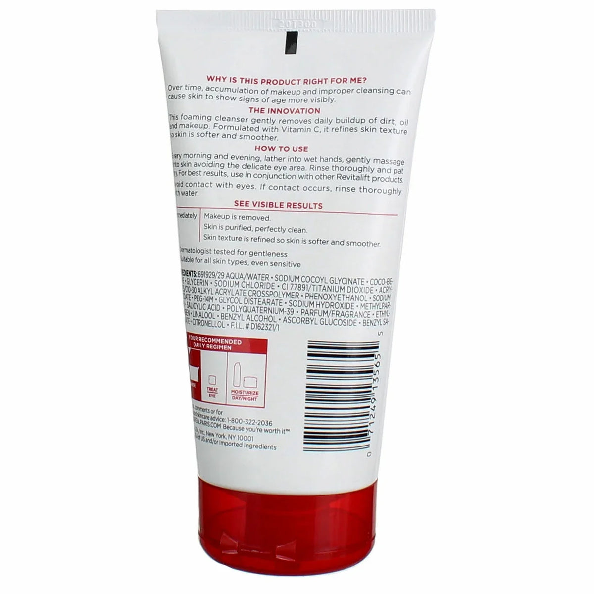 Radiant Cream (Pack Dermo-Expertise 6) oz 5 L'Oreal Smoothing Cleanser RevitaLift of