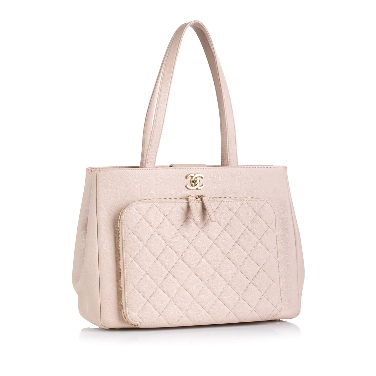 Tote Shopping Affinity Unisex Authenticated Tote Caviar Business Pink Bag (Good) Pre-Owned Leather