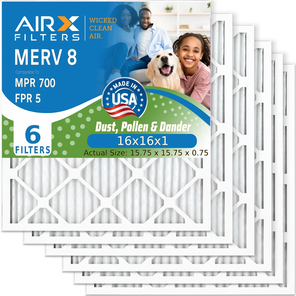 MPR Filter Electrostatic CLEAN Premium 8 MERV Filter & HVAC Filters 700 FILTERS 16x16x1 Pleated Made AIR. FPR Air WICKED Furnace AC USA AIRX 16x16x1 Air Pack Conditioner 6 to by 5 Comparable