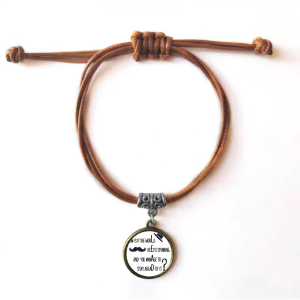 Leaders To Wristband Leather Bracelet Famous Question Hide Jewelry Rope Quote Brown