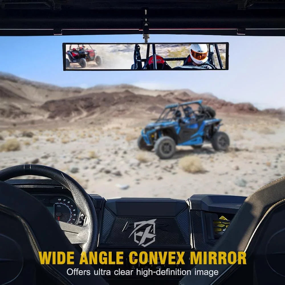 2" View 13" w/ Xprite LED Aluminum 1.75" Dome Mirror Rollbars Integrated - Rear UTV Lights Clear fits