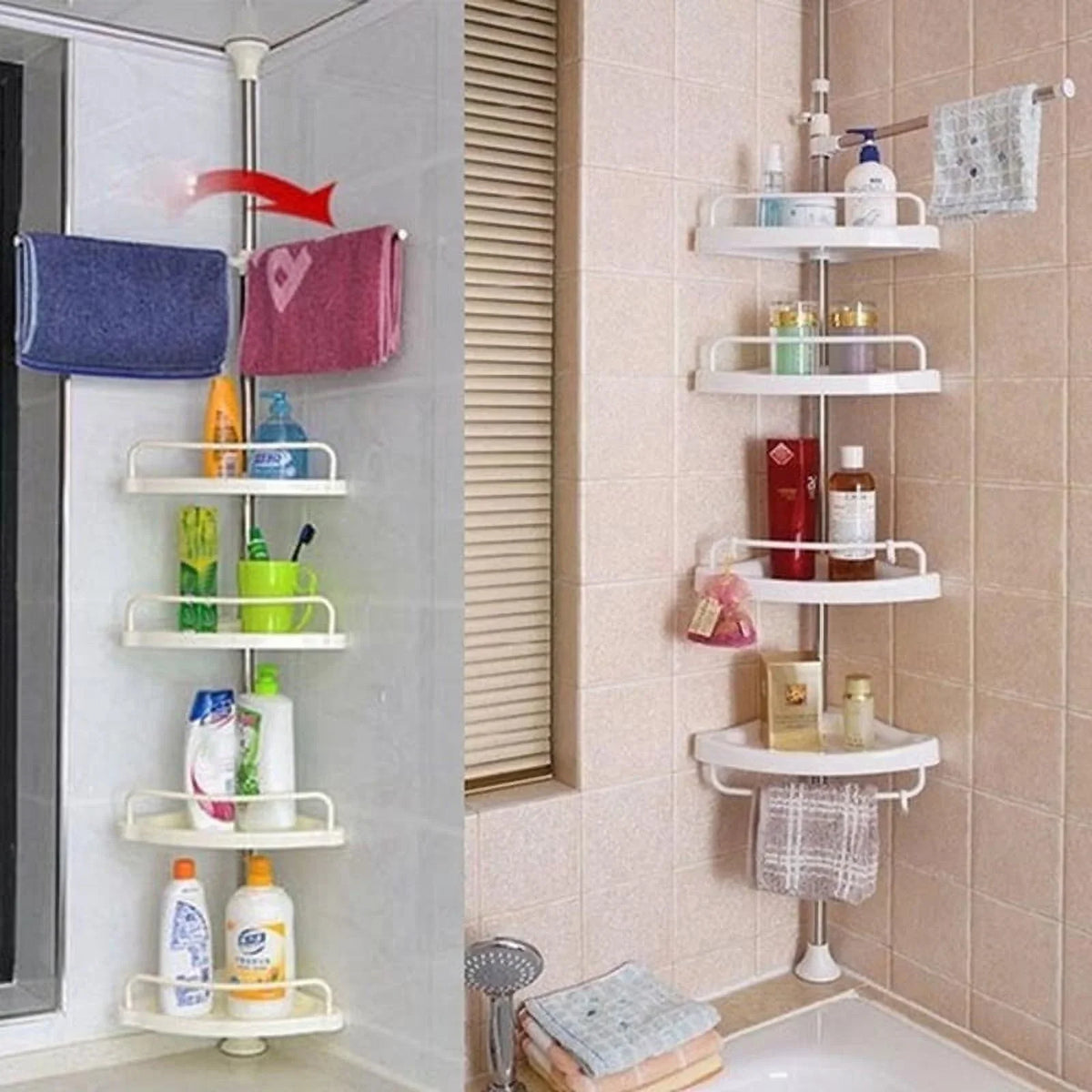 Corner Layer Shelf Vobor White Bathroom Organizer Shower White Shower Caddy Shelves, 4 with 4