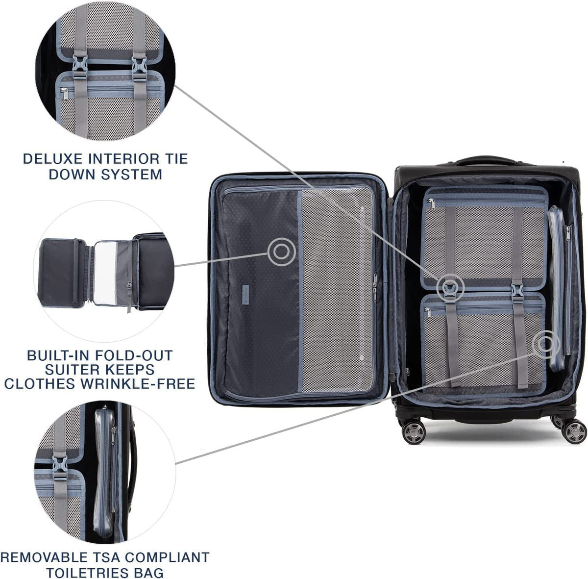 TSA Men Expandable Medium Softside Checked Black Luggage, Spinner 8 Checked-Medium Black, 25-Inch Shadow Checked and 25-Inch Platinum Wheel Elite Shadow Lock, Women, Suitcase, Travelpro
