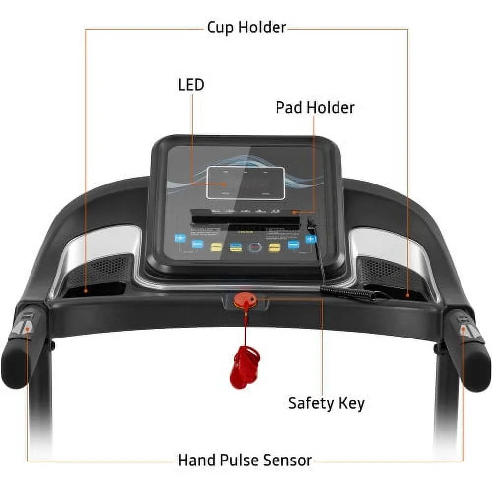 and Incline Running with Motorized Compact Machine LCD Folding Jogging Audio display Large Treadmill Easy Adjuster Speakers