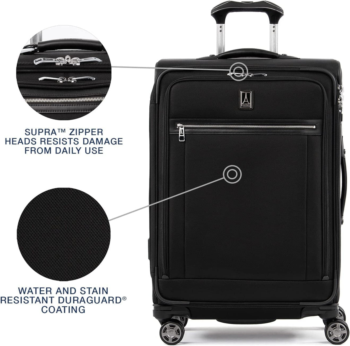 TSA Men Expandable Medium Softside Checked Black Luggage, Spinner 8 Checked-Medium Black, 25-Inch Shadow Checked and 25-Inch Platinum Wheel Elite Shadow Lock, Women, Suitcase, Travelpro