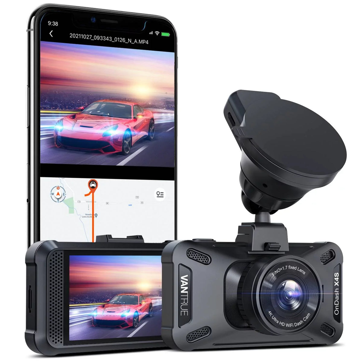 Dash Parking W) for Car 2160PX30FPS 5 Vantrue Vantrue Camera with UHD GPS, Dash (X4S Vision WiFi Cam Monitor, Wireless 24/7 with Cars, G-sensor and WDR, APP, Superior Night Cam Ghz/2.4Ghz 4K
