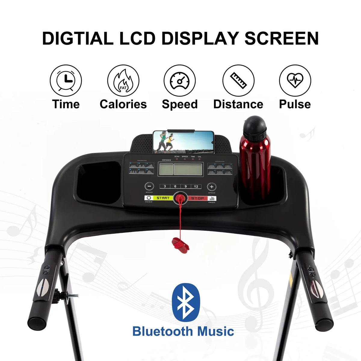 FYC Home Gym Treadmills with Bluetooth Electric Treadmills Running Portable for Home Folding and Fitness Compact Incline, Machine Jogging Foldable for Exercise Walking