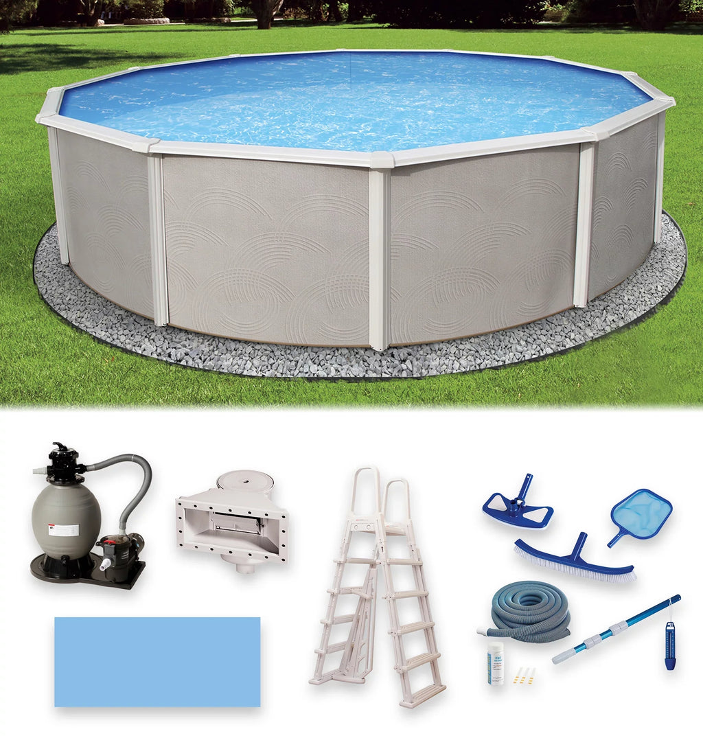 Swimming Pool Metal Belize Top 52-in Round Package Wall Rail Deep 6-in 27-ft