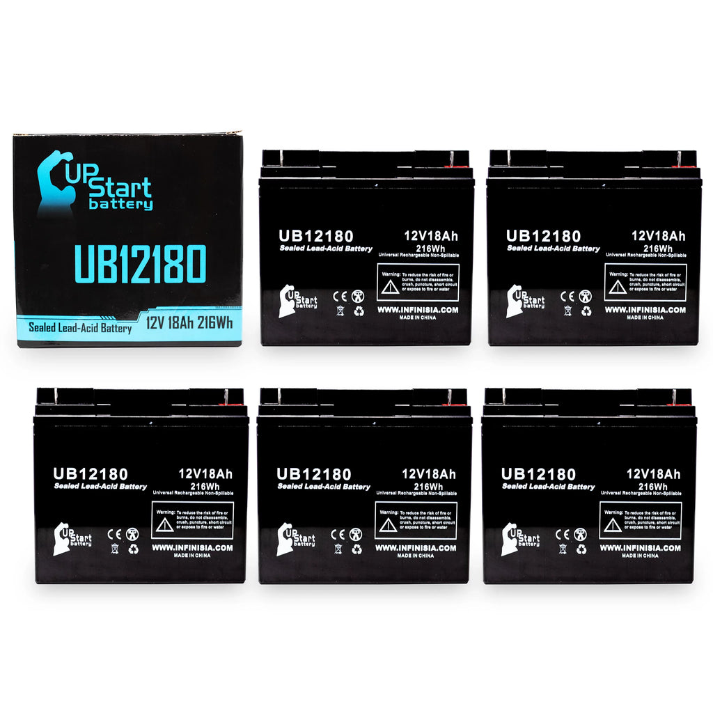 Pack Compatible UB12180 Lead (12V, Universal Replacement CF12V18 BATTERIES Battery - Acid Terminal, 18Ah, PICHER - Battery SLA) T4 5x EAGLE 18000mAh, Sealed AGM,