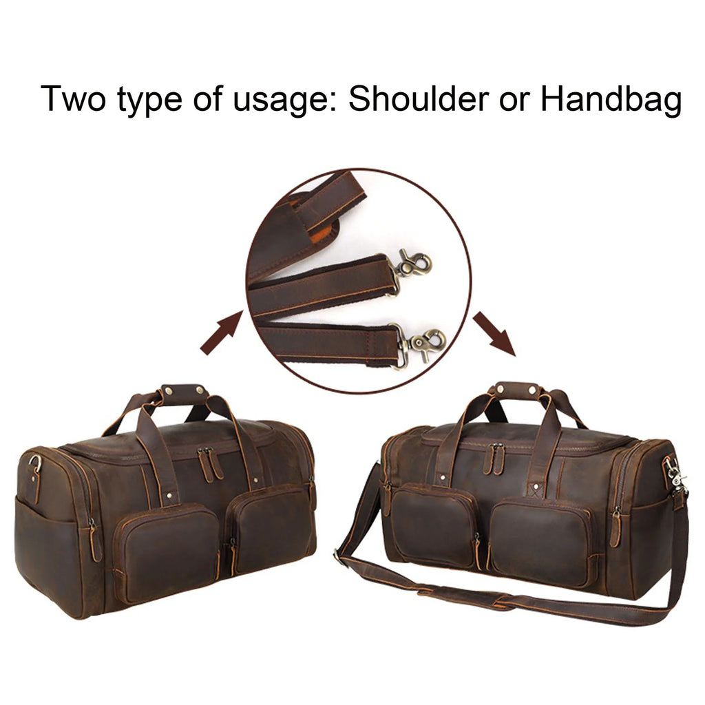 Duffle Grain Bag, Leather Bag Full Travel Shoulder Bag,